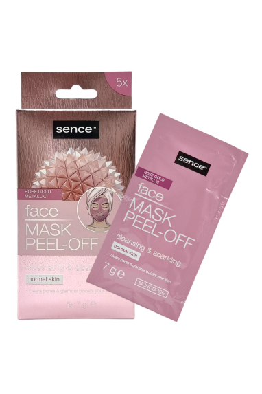 Schachtel mit 5 Peel-off-Gesichtsmasken in Metallic-Rosa