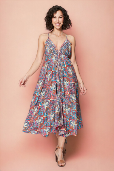 Fascinating evasee and decolletee dress - MAXIPA4001C