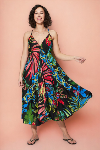 Fascinating evasee and decolletee dress - MAXIPA4001R