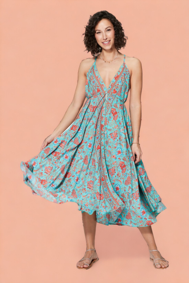 Fascinating evasee and decolletee dress - MAXIPA4001D