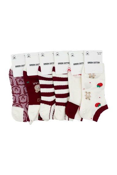 Lot of 12 Short red and white socks size 35/40 (1.16EUR per pair) - CHAU0032